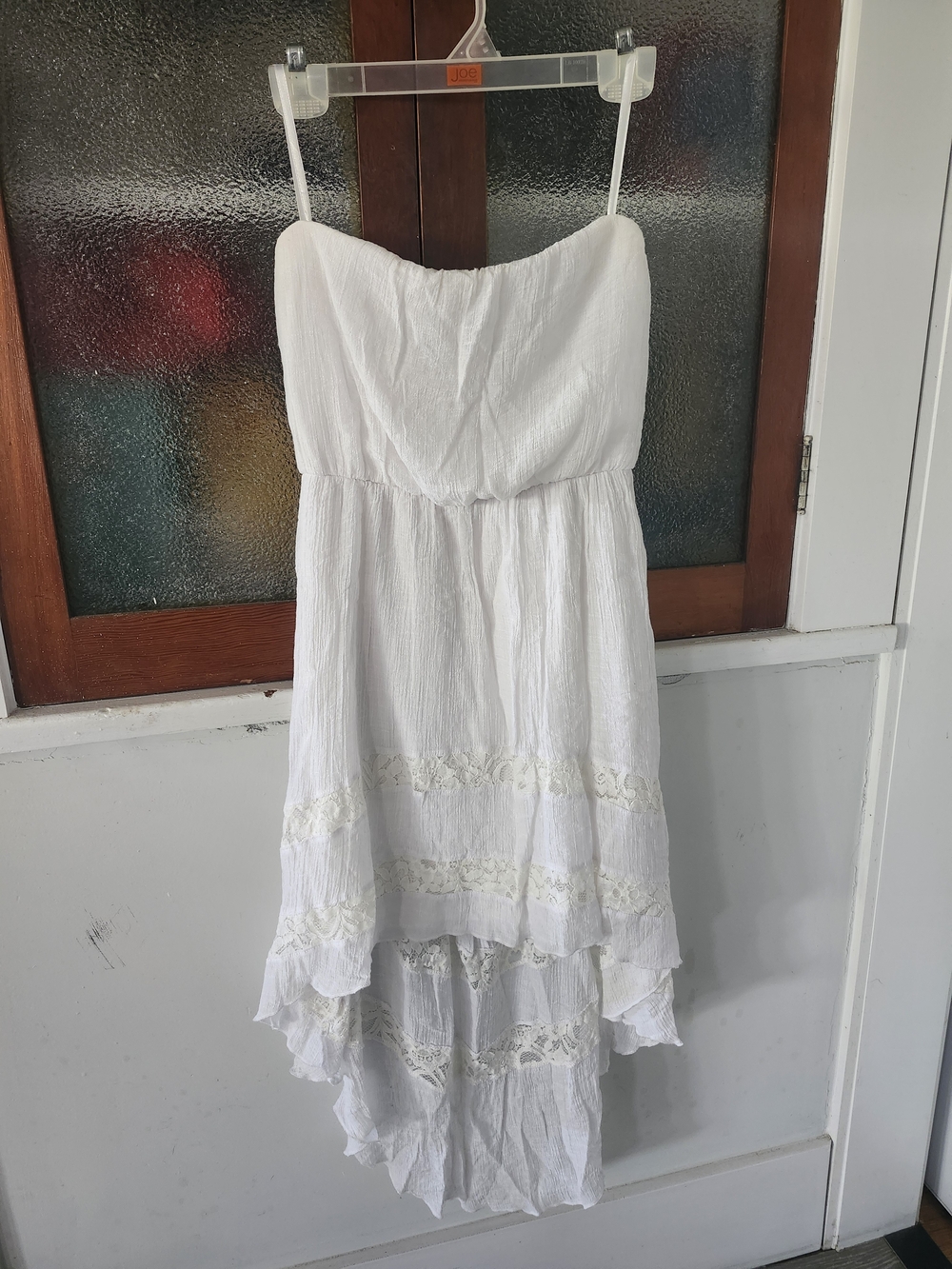 Boho White Lace Sundress ♡ Strapless High-Low Summer Dress